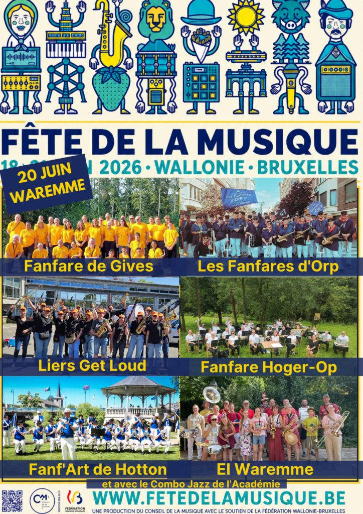 Découvrez la Fête de la musique 2026 à Waremme le 20 juin avec des fanfares et concerts gratuits. Programme et infos ici.