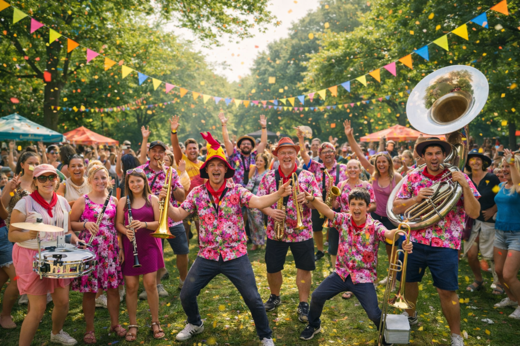 Une fanfare s'éclate dans le parc